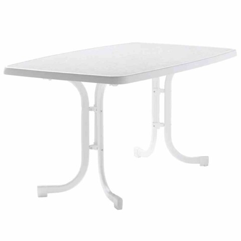 Klapptisch >153/< in weiß, Mecalit®-Pro, Stahl - 150x72x90cm (BxHxT)