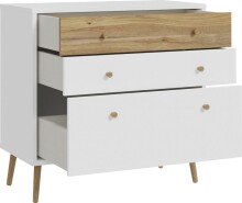 Kommode >Harllson< mit 3 Schubladen, in Weiss/ Mauvella Eiche Dekor - 89,8x86,5x41,5cm (BxHxT)