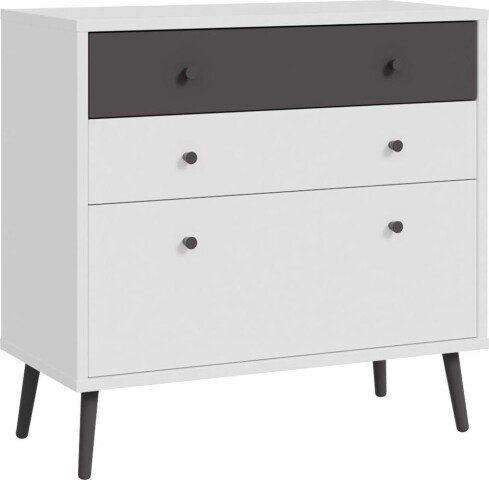 Kommode >Harllson< 3 Schubladen, in Weiss/ Wolfram grau  - 89,8x86,5x41,5cm (BxHxT)