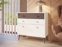 Kommode >Harllson< 3 Schubladen, in Weiss/ Wolfram grau  - 89,8x86,5x41,5cm (BxHxT)