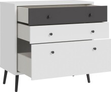 Kommode >Harllson< 3 Schubladen, in Weiss/ Wolfram grau  - 89,8x86,5x41,5cm (BxHxT)