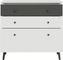 Kommode >Harllson< 3 Schubladen, in Weiss/ Wolfram grau  - 89,8x86,5x41,5cm (BxHxT)