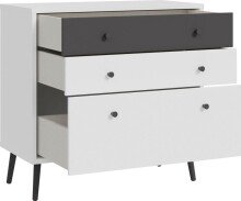 Kommode >Harllson< 3 Schubladen, in Weiss/ Wolfram grau  - 89,8x86,5x41,5cm (BxHxT)