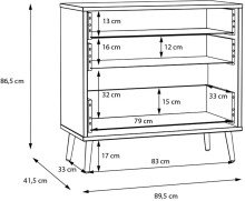 Kommode >Harllson< 3 Schubladen, in Weiss/ Wolfram grau  - 89,8x86,5x41,5cm (BxHxT)