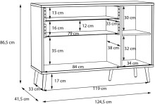 Sideboard >Harllson< 2 Schubladen, 1 Tür, 1 Klappe, in Weiss / Mauvella Eiche Dekor - 124,5x86,5x41,5cm (BxHxT)