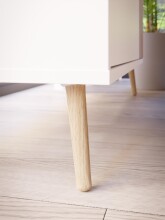 Sideboard >Harllson< 2 Schubladen, 1 Tür, 1 Klappe, in Weiss / Mauvella Eiche Dekor - 124,5x86,5x41,5cm (BxHxT)