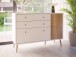 Sideboard >Harllson< 2 Schubladen, 1 Tür, 1 Klappe, in Weiss / Mauvella Eiche Dekor - 124,5x86,5x41,5cm (BxHxT)
