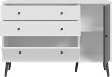 Sideboard >Harllson< 2 Schubladen, 1 Tür, 1 Klappe, in Weiss/ Wolfram grau - 124,5x86,5x41,5cm (BxHxT)