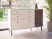 Sideboard >Harllson< 2 Schubladen, 1 Tür, 1 Klappe, in Weiss/ Wolfram grau - 124,5x86,5x41,5cm (BxHxT)
