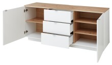 Lowboard >Core< 3 Schubladen, 2 Türen, in weiß supermatt Dekor, MDF, Spannplatte - 180x77x44cm (BxHxT)
