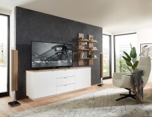 Lowboard >Core< 3 Schubladen, 2 Türen, in weiß supermatt Dekor, MDF, Spannplatte - 180x77x44cm (BxHxT)
