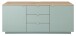 Lowboard >Core< 3 Schubladen, 2 Türen, in schilfgrün supermatt / Artisan Eiche Dekor - 180x77x44 (BxHxT)