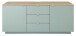 Lowboard >Core< 3 Schubladen, 2 Türen, in schilfgrün supermatt / Artisan Eiche Dekor - 180x77x44 (BxHxT)