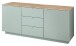 Lowboard >Core< 3 Schubladen, 2 Türen, in schilfgrün supermatt / Artisan Eiche Dekor - 180x77x44 (BxHxT)
