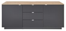 Lowboard >Core< 3 Schubladen, 2 Türen, in schwarz supermatt / Artisan Eiche Dekor - 180x77x44 (BxHxT)
