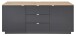Lowboard >Core< 3 Schubladen, 2 Türen, in schwarz supermatt / Artisan Eiche Dekor - 180x77x44 (BxHxT)
