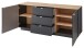 Lowboard >Core< 3 Schubladen, 2 Türen, in schwarz supermatt / Artisan Eiche Dekor - 180x77x44 (BxHxT)