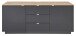 Lowboard >Core< 3 Schubladen, 2 Türen, in schwarz supermatt / Artisan Eiche Dekor - 180x77x44 (BxHxT)