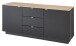 Lowboard >Core< 3 Schubladen, 2 Türen, in schwarz supermatt / Artisan Eiche Dekor - 180x77x44 (BxHxT)