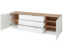 Wohnwand >Core< (3-teilig) in weiß supermatt / Artisan Dekor - 240x77x44 (BxHxT)