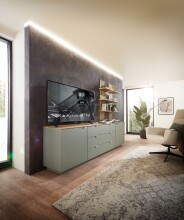 Wohnwand >Core< (3-teilig) in schilf matt / Artisan Dekor - 240x77x44 (BxHxT)