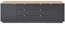 Wohnwand >Core< (3-teilig) in schwarz matt / Artisan Dekor - 240x77x44 (BxHxT)