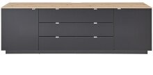 Wohnwand >Core< (3-teilig) in schwarz matt / Artisan Dekor - 240x77x44 (BxHxT)