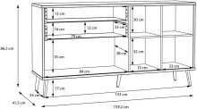 Sideboard >Harllson< 2 Türen, 2 Schubladen, 1 Klappe, in Weiss/ Mauvella Eiche Dekor - 159,2x86,5x41,5cm (BxHxT)
