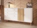 Sideboard >Harllson< 2 Türen, 2 Schubladen, 1 Klappe, in Weiss/ Mauvella Eiche Dekor - 159,2x86,5x41,5cm (BxHxT)