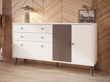 Sideboard >Harllson< 2 Türen, 2 Schubladen, 1 Klappe, in Weiss/ Wolfram grau  - 159,2x86,5x41,5cm (BxHxT)