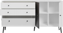 Sideboard >Harllson< 2 Türen, 2 Schubladen, 1 Klappe, in Weiss/ Wolfram grau  - 159,2x86,5x41,5cm (BxHxT)