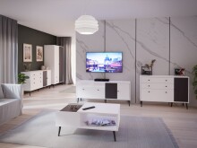 Sideboard >Harllson< 2 Türen, 2 Schubladen, 1 Klappe, in Weiss/ Wolfram grau  - 159,2x86,5x41,5cm (BxHxT)