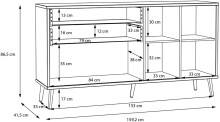 Sideboard >Harllson< 2 Türen, 2 Schubladen, 1 Klappe, in Weiss/ Wolfram grau  - 159,2x86,5x41,5cm (BxHxT)