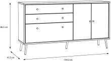 Sideboard >Harllson< 2 Türen, 2 Schubladen, 1 Klappe, in Weiss/ Wolfram grau  - 159,2x86,5x41,5cm (BxHxT)