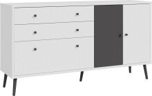 Sideboard >Harllson< 2 Türen, 2 Schubladen, 1 Klappe, in Weiss/ Wolfram grau  - 159,2x86,5x41,5cm (BxHxT)