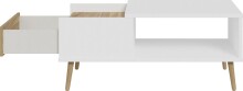 Couchtisch >Harllson< mit Schublade und Fach, in Weiss/ Mauvella Eiche Dekor - 106x45,4x59,8cm (BxHxT)