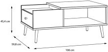 Couchtisch >Harllson< mit Schublade und Fach, in Weiss/ Mauvella Eiche Dekor - 106x45,4x59,8cm (BxHxT)