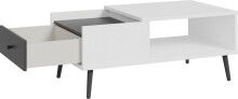 Couchtisch >Harllson< mit Schublade und Fach, in Weiss/ Wolfram grau - 106x45,4x59,8cm (BxHxT)