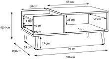 Couchtisch >Harllson< mit Schublade und Fach, in Weiss/ Wolfram grau - 106x45,4x59,8cm (BxHxT)