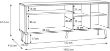 Lowboard >Harllson< 2 Türen, 1 Klappe, 1 Fach, in Weiss/ Mauvella Eiche Dekor   - 159,2x67,3x41,5cm (BxHxT)