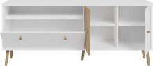 Lowboard >Harllson< 2 Türen, 1 Klappe, 1 Fach, in Weiss/ Mauvella Eiche Dekor   - 159,2x67,3x41,5cm (BxHxT)