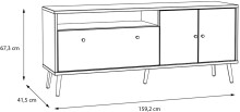 Lowboard >Harllson< 2 Türen, 1 Klappe, 1 Fach, in Weiss/ Wolfram grau  - 159,2x67,3x41,5cm (BxHxT)
