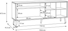 Lowboard >Harllson< 2 Türen, 1 Klappe, 1 Fach, in Weiss/ Wolfram grau  - 159,2x67,3x41,5cm (BxHxT)