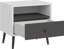 Nachtkommode >Harllson< 1 Schublade, 1 Fach, in Weiss/ Wolfram grau - 59,8x57,7x41,5cm (BxHxT)