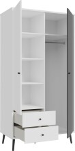 Kleiderschrank >Harllson< 2 Türen, 2 Schubladen, Inneneinteilung, in Weiss/ Wolfram grau - 104,5x201,7x52,2 (BxHxT)