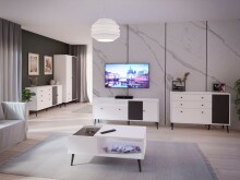 Kleiderschrank >Harllson< 2 Türen, 2 Schubladen, Inneneinteilung, in Weiss/ Wolfram grau - 104,5x201,7x52,2 (BxHxT)