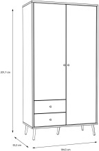 Kleiderschrank >Harllson< 2 Türen, 2 Schubladen, Inneneinteilung, in Weiss/ Wolfram grau - 104,5x201,7x52,2 (BxHxT)