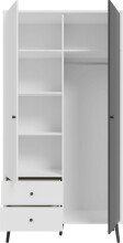 Kleiderschrank >Harllson< 2 Türen, 2 Schubladen, Inneneinteilung, in Weiss/ Wolfram grau - 104,5x201,7x52,2 (BxHxT)
