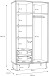 Kleiderschrank >Harllson< 2 Türen, 2 Schubladen, Inneneinteilung, in Weiss/ Wolfram grau - 104,5x201,7x52,2 (BxHxT)