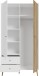 Kleiderschrank >Harllson< 2 Türen, 2 Schubladen, Inneneinteilung, in Weiss/ Mauvella Eiche Dekor - 104,5x201,7x52,2cm (BxHxT)